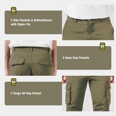 HHZ Mens Slim Fit Cargo Pants Men Flex Stretch Joggers Work Hiking Pants with Pockets - Cargo Work Pants for Men in Saudi Arabia