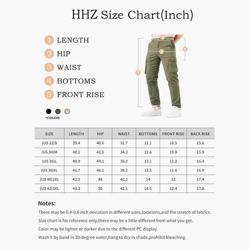 HHZ Mens Slim Fit Cargo Pants Men Flex Stretch Joggers Work Hiking Pants with Pockets - Cargo Work Pants for Men in Saudi Arabia