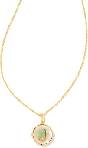 Kendra Scott Letter O 14k Gold-Plated Brass Disc Reversible Pendant Necklace in Iridescent Abalone, Fashion Jewelry for Women in Saudi Arabia