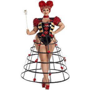 Party King Womens Women's Plus Size Caged Heart Queen Costume
