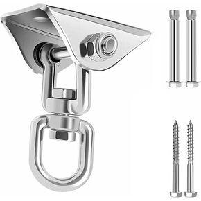 Heavy Duty Swing Hanger Hook, 360° Swivel Swing Hook with 4 Screws for Porch Yoga Seat Hammock Sandbag Indoor Outdoor Stainless Steel Swivel Hook Fixing Plate Boxing Sandbag Hanging Chair Fixing