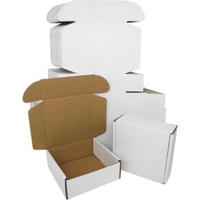 6x4x1 Box 50 Pack, Small Shipping Boxes White Cardboard Boxes Flat Corrugated Literature Mailer for Small Business Mailing Packaging Packing