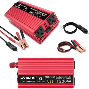 1500w Power Inverters Car Power Inverter Car Inverter 12v to 110v Rv Power Inverter 12v Power Inverter Car Outlet Adapter Car Plug Converter Car Converter Car Charger Converter Power Converters