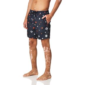 سروال سباحة رجالي من Volcom مقاس 17 بوصة بخصر مرن لركوب الأمواج، Beach Bunch Maliblue، مقاس كبير