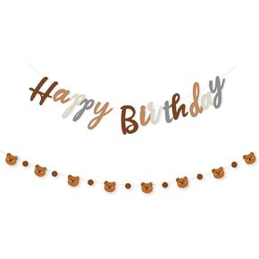 SMENGGIL Pandas Themed Birthday Party Decoration Supplies Green Black Happy Birthday Banner Sign Paper Birthday Banner Bunting for Boys Girls Kids Babys Children's Birthday Decorations