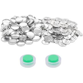100 Sets Cover Button Kit with 2pcs 15mm Button Tools, Self Cover Buttons with Wire Backs Buttons to Cover Fabric for DIY Cloth Home Decor Sewing