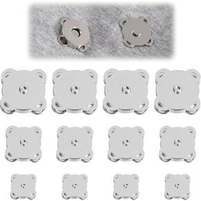 12 Pairs Magnetic Sewing Snaps, 3 Sizes Plum Sew on Buttons Hardware for Purses Totes Clothing Handbags, Closure Fasteners for DIY Craft