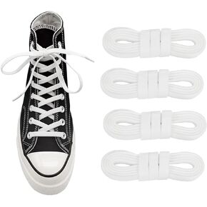 2 Pairs Wide Shoelaces for Converse High Tops, Elastic Replacement Flat Shoe Laces for Sneaker