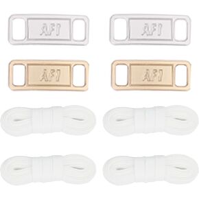 2 Pairs Flat Shoelaces for Air Force 1, Replacement Shoe Laces with Metal Charms for Sneaker