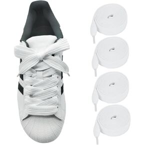 2 Pairs Wide Shoelaces for Adidas Superstars, Thick Replacement Shoe Laces for Sneaker