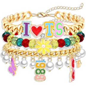Concert Bracelets for Women Stackable 1989 Butterfly Sunglass Charm Bracelet I Heart TS Inspired Bracelet Music Concert Outfit Accessories Fan Jewelry Gifts
