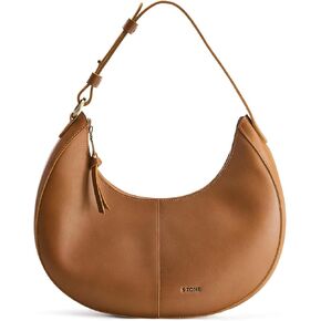 S-ZONE Top Grain Leather Shoulder Bags for Women Hobo Crescent Bag Handbags Purse