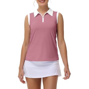 Patchwork Polo Shirts Womens Athletic Golf Tennis Tanks Top Split Side Zipper V Neck Shirts Sleeveless Tanks Top