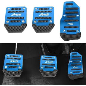 3 Pack Manual Car Brake Pad Cover, Metal Automotive Accelerator Pedal Pad Replacements, Universal Anti-Slip Vehicle Foot Rest Pedal Cover Accessories for Car SUV Truck (Blue)