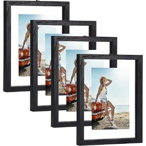 إطار صور Trwcrt 4 عبوات مقاس 8 × 10، إطارات صور عائمة من الزجاج المزدوج تعرض ما يصل إلى 10 × 12 صورة لسطح المكتب أو التعليق على الحائط، بني