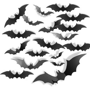 180 Pcs Halloween Bat Decorations, Bats Wall Decor, 4 Sizes PVC Black 3D Bat Sticker for Halloween Party Decorations Indoor Outdoor DIY Home Window Door Décor