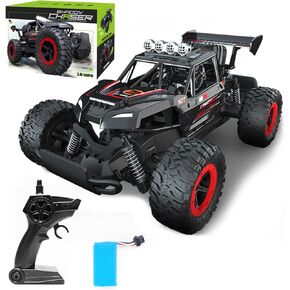 Sjpzwcrl Rechargeable Remote Control Car Toys: - Hand Controlled Monster Truck for Boy Electric Rock Crawler Toys with Colorful RC Car Body Lights and Headlights Birthday Gift for Kids