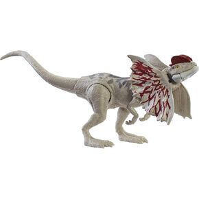 Jurassic World Fierce Force Dilophosaurus Dinosaur Action Figure Movable Joints, Realistic Sculpting & Single Strike Feature, Kids Gift Ages 3 Years & Older