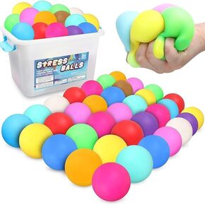 40Pcs Stress Balls Bulk for Kids and Adult , Slow Rising Stress Balls Fidget Toys Stretchy Dough Balls, Stress Relief Squish Balls, Sensory Squishy Ball for Classroom Prize,Goodie Bag Stuffers