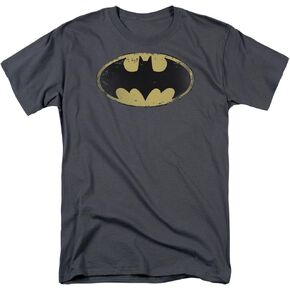 Batman Logo Distressed Vintage T Shirt & Stickers (Large)