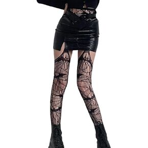 Halloween Spiderweb Tight Stockings Black Fishnet Pantyhose Bat Spider Web Thigh High Stockings Striped Lolita Women Gothic Stockings