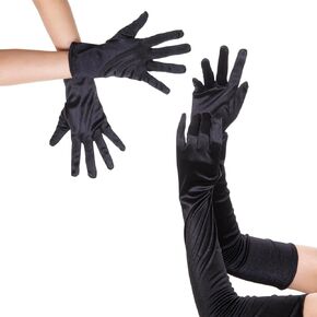 2 Pairs Women Satin Gloves,Opera Party 1920s Satin Tea Party Gloves,Costume Accessories Stretchy Elbow Length Gloves