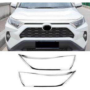 Car Accessories Fit for Toyota RAV4 2019 2020 2021 2022 Headlight Lamps Cover Trim Bezel (Glossy Chrome Style) ABS 2 PCS