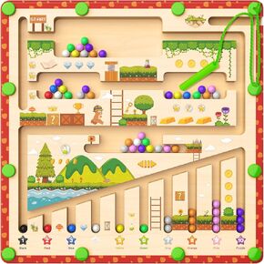 Magnetic Color and Number Maze, Montessori Toys for 3 Year Old, Preschool Learning Activities Busy Board Educational Toys for Toddlers, for 3 4 5 Year Old Boys and Girls