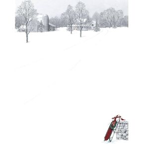 Great Papers! Winter Scene And Sled Holiday Letterhead stationery, multicolor, 8.5" x 11", 80 Pack