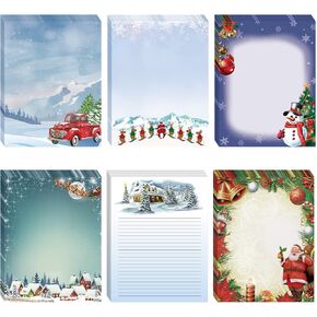 120 Sheets Christmas Stationery Paper Decorative Holiday Letters Christmas Bell Santa Claus Snowflake Christmas Letterhead Christmas Printing Paper for Christmas Events Party Favors, 8.5 x 11 Inches