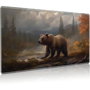 Playmat for MTG with Magic Zones, 24 x 14 inches Game Play Mat for MTG TCG, Trading Card Game Play Mat Desk Mats with Stitched Edges Non-Slip Base, Fantasy Cat
