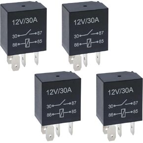 4 PCS Automotive Relay, DC 12V 30A Four-pin Normally Open Flame Retardant Housing Waterproof Relay, Auxiliary Accessories for Car Systems, Compatible with Most Models (Black)