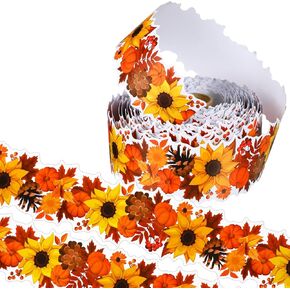 65.6 ft Thanksgiving Bulletin Board Border Fall Pumpkin Fall Bulletin Board Border for Classroom Wall School Chalkboard Home and Interior Office Decor (Pumpkin)