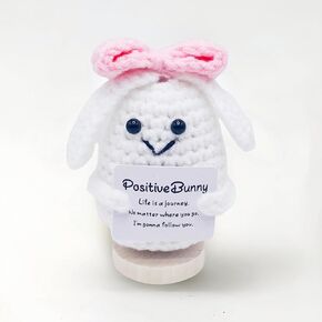 Positive Crochet Animals, Funny Emotional Support Gift, Handmade Knitted Desk Decoration Cute Crochet Doll Inspirational Gifts,Knitted Doll for Women Mom Best Friend