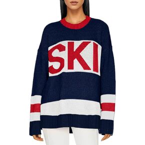 Oversized Sweater for Women Fall Fashion 2024 Crewneck Long Sleeve Ski Pullover Sweaters S-2XL