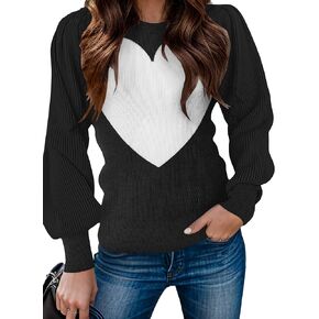 Zeagoo Womens Sweaters Fall 2024 Fashion Trendy Long Sleeve Sweaters Ribbed Knit Winter Outfits Puff Pullover Jumper Tops