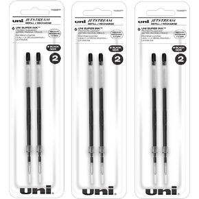 Uniball Jetstream Ballpoint Pen Refills, 1.0mm Bold Point, Black Ink, 6 Refills