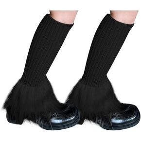 Suxgumoe Women's Leg Warmers, Y2K Knit Knee High Socks, Faux Fur Fuzzy Long Winter Boot Cuffs Cover