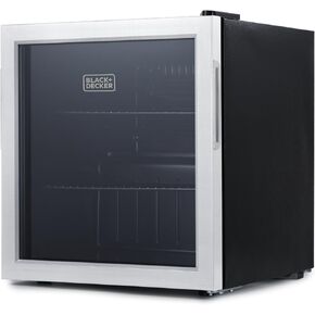 BLACK+DECKER 2.4 Cu. Ft. Beverage Cooler, Beverage Fridge with Double Pane Glass Door, Drink Fridge and Beverage Refrigerator with 76-Can Capacity for Home Bar, Home Office and More