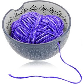 وعاء غزل من الصوف مصنوع يدويًا من السيراميك مصنوع يدويًا من السيراميك لحياكة إكسسوارات الكروشيه هدية يدوية للنساء، أوعية حامل كروشيه كبيرة مقاس 6 بوصات للغزل من جميع الأنواع (أزرق) in Kuwait