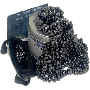 700 PCS Blue Crags Ferrite Putty for Adults Ferrite Stones, Satisfying Fun Fidget Office Desk Toy, Blue Color Beads with Separator Card, Storage Bag & a tin Box, 350gr