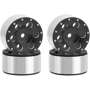 1.0 Inch BeadLock Wheel Hub Rims-4Pcs Aluminum Alloy Deep Dish Metal Wheels for 1/18 1/24 DJCRAWLER TRX4M SCX24 FCX24 RC Crawler Car Wheels Upgrades Accessories (Orange)