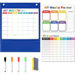 ABCxGOOD Magnetic Calendar for Fridge, Dry Erase Walls Board Magnet Refrigerator, Monthly Weekly Daily Planner Chart for Kids, to do List Chore Chart, Daily notepads for Shopping Grocery List