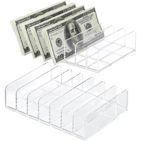 4 عبوات من منظم الملفات لصواني النقود، حامل مقسم الفاتورة من 7 أقسام، صينية ميزانية شفافة للأموال، منظم فارز بريد سطح المكتب لمغلفات البريد النقدي، فرز لوحة ظلال العيون in Kuwait