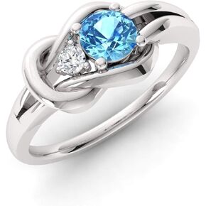 Diamondere Natural and Certified Gemstone and Diamond Engagement Ring in 14K White Gold | 0.25 Carat Infinity Knot Ring Size 4 to 9
