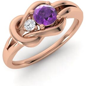 Diamondere Natural and Certified Gemstone and Diamond Engagement Ring in 14K White Gold | 0.25 Carat Infinity Knot Ring Size 4 to 9