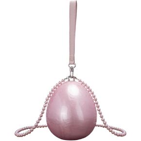 Women Acrylic Egg Clutch Bag Cute Pearl Acrylic Evening Handbags Marble Purses Beaded Shoulder Bags for Party Prom