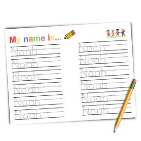 Noah Personalized Name Tracing Worksheets: Personalized Handwriting Practice for Preschool, Kindergarten or Homeschool (10 Sheets (Copies))