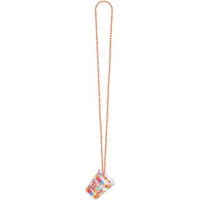 Fiesta Red Plastic Shot Glass Bead Chain Necklace - 20" (1 Pc) - Party Accessory for Unforgettable Celebrations - Perfect for Cinco de Mayo & Mardi Gras Events
