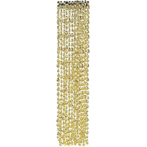 Fun Express - Gold Football Bead Necklaces - Jewelry - Mardi Gras Beads - Mot Shaped - 12 Pieces